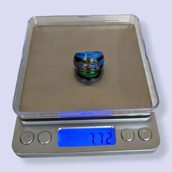 (2/$20) Vintage Murano Blue Green Glass Ring - Picture 5 of 5